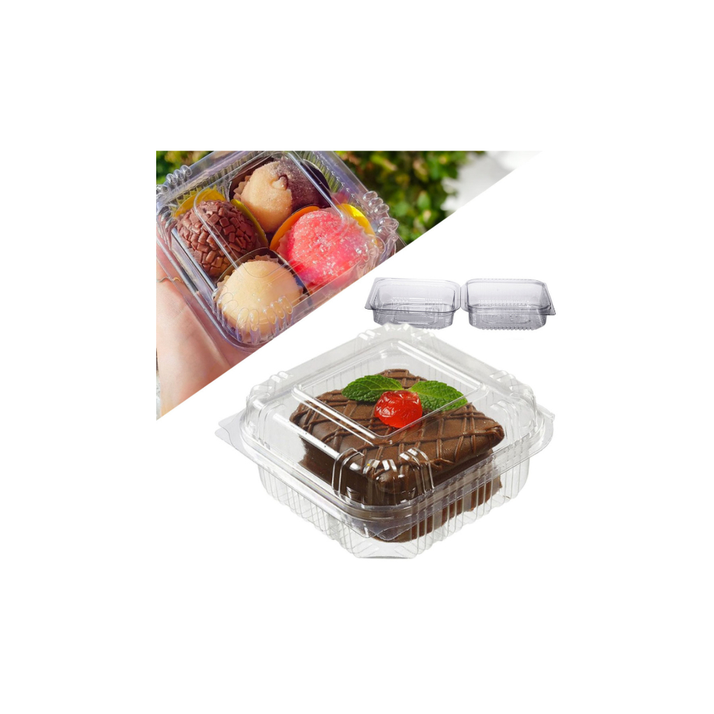 Embalagem Brigadeiro Bolo Docinho Salgados Quadrada 200ml 4 Brigadeiros - 50/100/200/300 unidades
