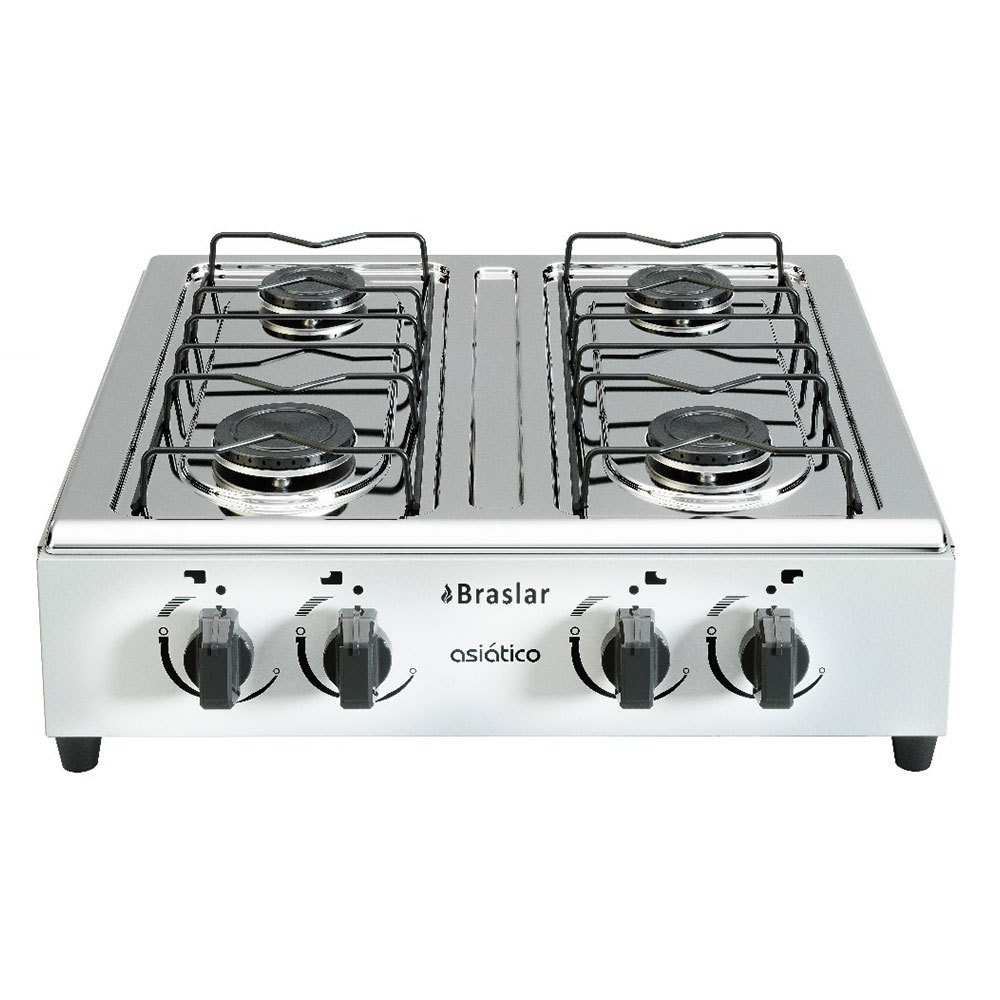 Fogão Portátil De Mesa 4 Bocas Asiático Jr Braslar À Gás bivolt — oferta na Shopee