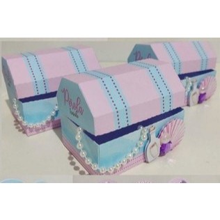 Caixas Lembrancinhas Personalizadas Baú Tema Sereia tema fundo do mar festa sereia - ariel - Sereia Ariel em Oferta na Shopee