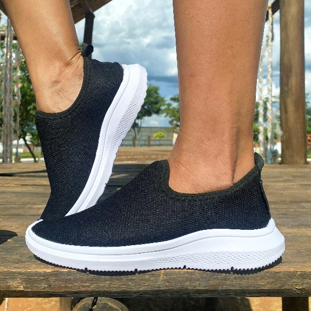 Tênis Meia Feminino Calce Facil Casual Ortopédico Academia Caminhada Slip On Leve em Oferta na Shopee