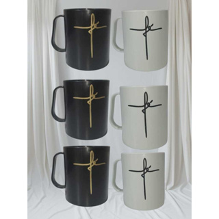 Kit 10/20/30/40 Canecas Personalizada FÉ de Plástico Branca Ou Preta em Oferta na Shopee