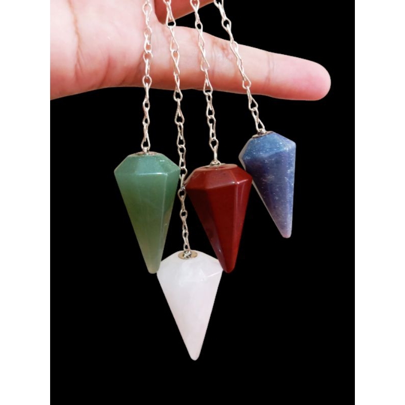 pêndulo quartzo cristal (4UNI) jaspe vermelho quartzo azul radiestesia pedras naturais