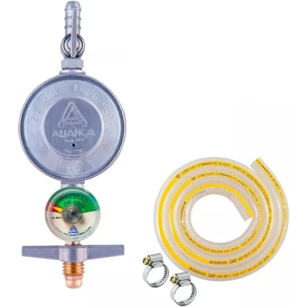 Regulador Gás Manômetro Aliança Kit Completo Com Mangueira em Oferta na Shopee