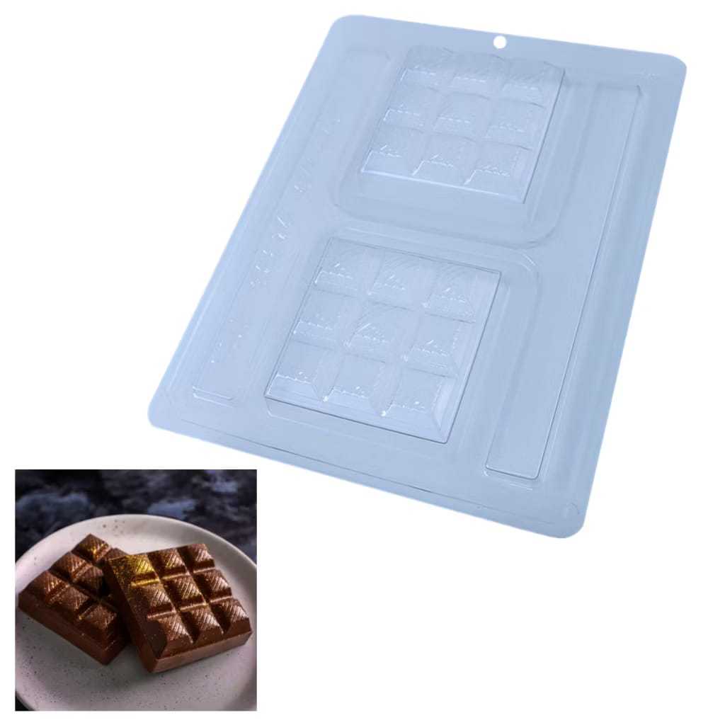 Forma Tablete Quadrado Chocolate 10614 BWB Semi Profissional Forminha Acetato Silicone Barra Pascoa
