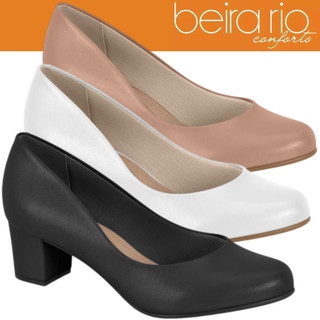 Sapato Feminino Scarpin Salto Baixo Social Beira Rio Salto Quadrado Salto Grosso Esporao Confortavel