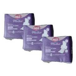 Absorvente Mili Mulher Noturno Ultra fluxo super intenso com 8 unidades Kit 3 unidades