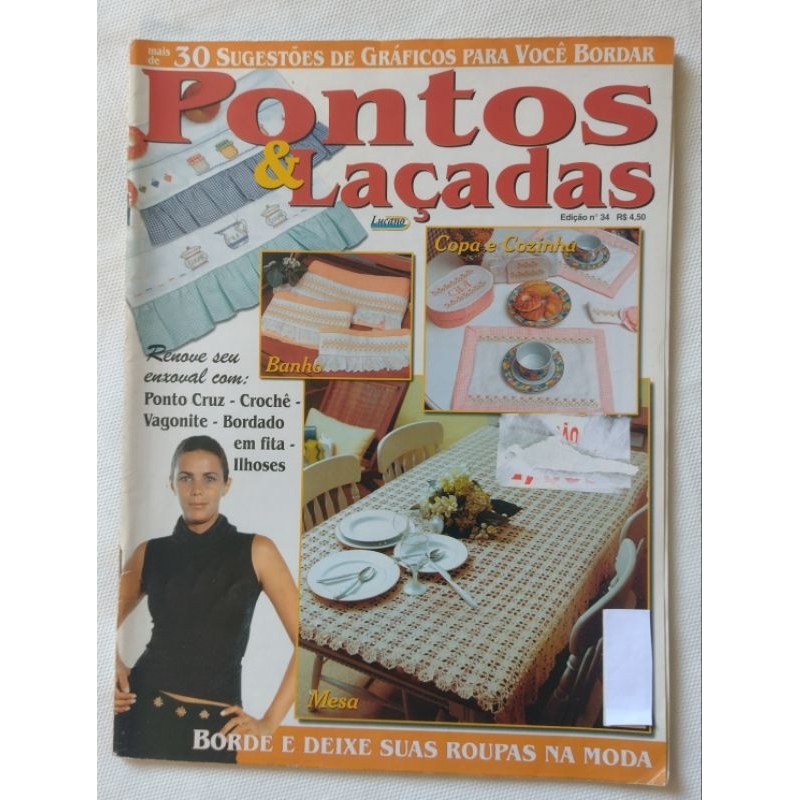 Revista Bordado Pontos & Laçadas - Copa & Cozinha - Renove Seu Enxoval