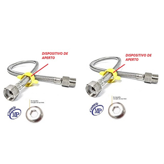 kit 2 pecas de Engate Mangueira Macho e Femea Rabixo Flexível Trançado 40cm ACO INOXIDAVEL em Oferta na Shopee