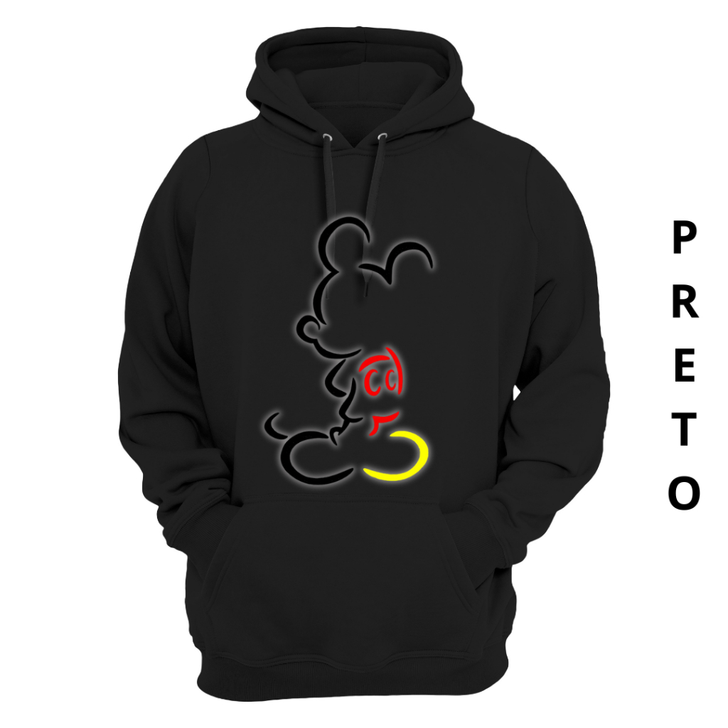Moletom Unissex Mickey Mouse Desenho Casaco Canguru Capuz Blusa Masculina Feminina Agasalho Disney