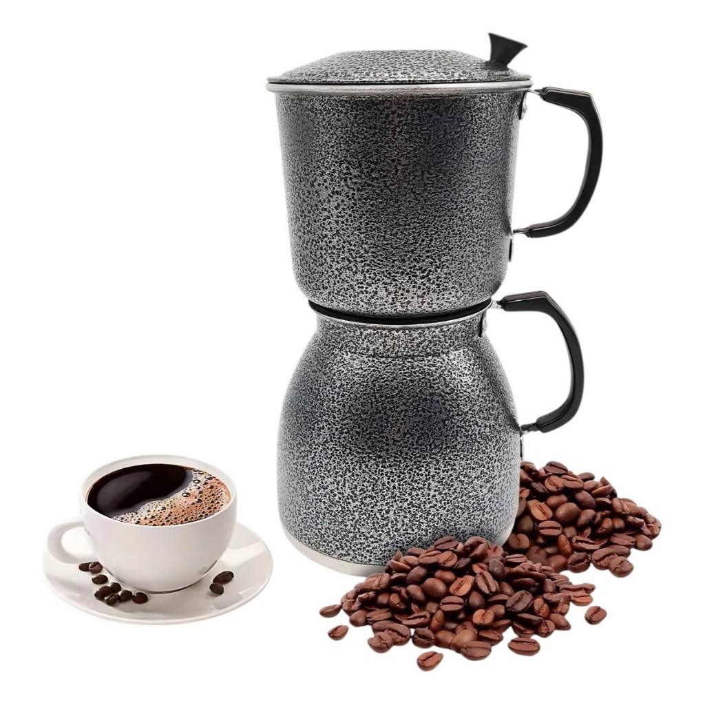 Cafeteira Italiana Preto Craqueado 1500 Ml Em Aluminio 29cm - Cafeteira Economica de usar no fogão
