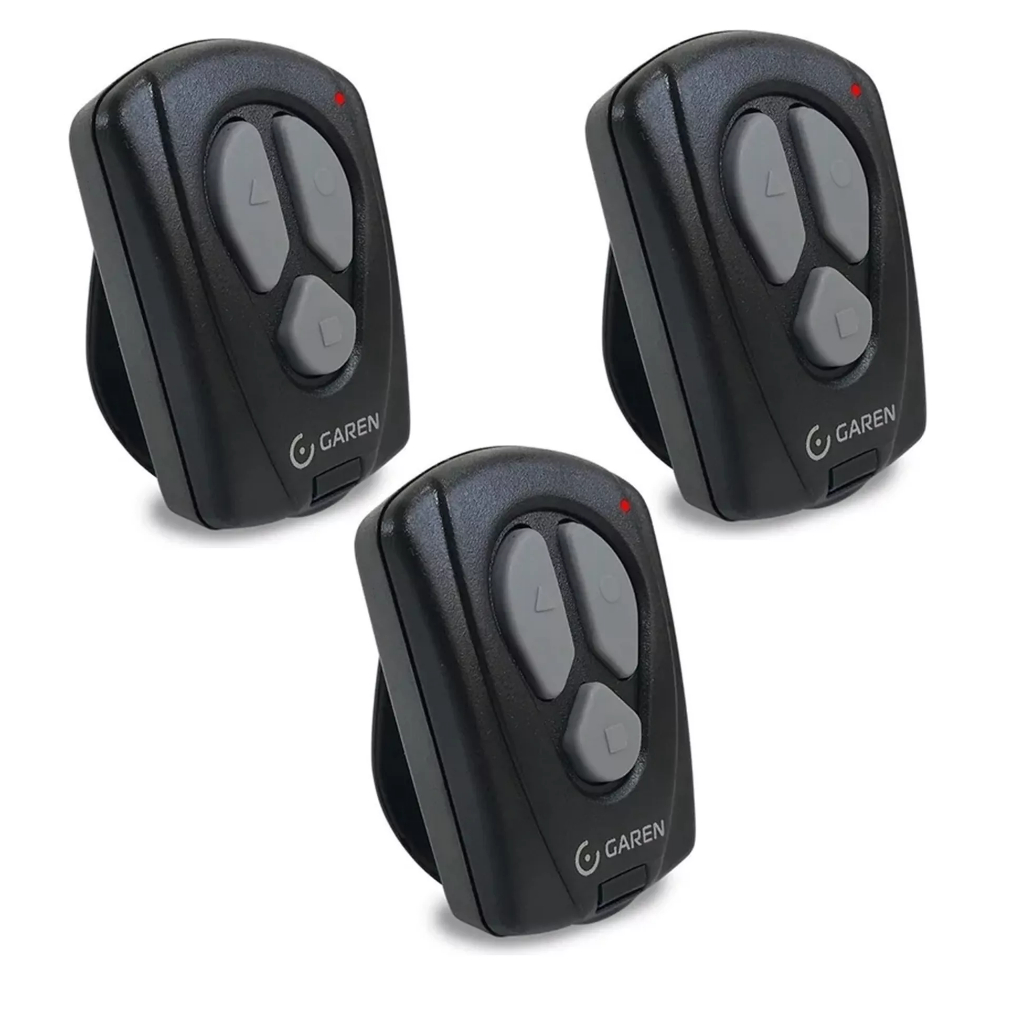 Kit 3 Controle Remoto Tx New Garen 433mhz 3 Botões Portão Eletrônico Alarme residencial