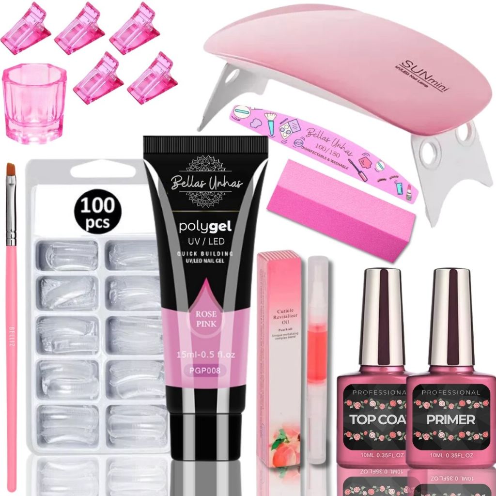 Kit Polygel Completo Cabine Sun Mini + Molde F1 + Poli Gel - Envio Imediato