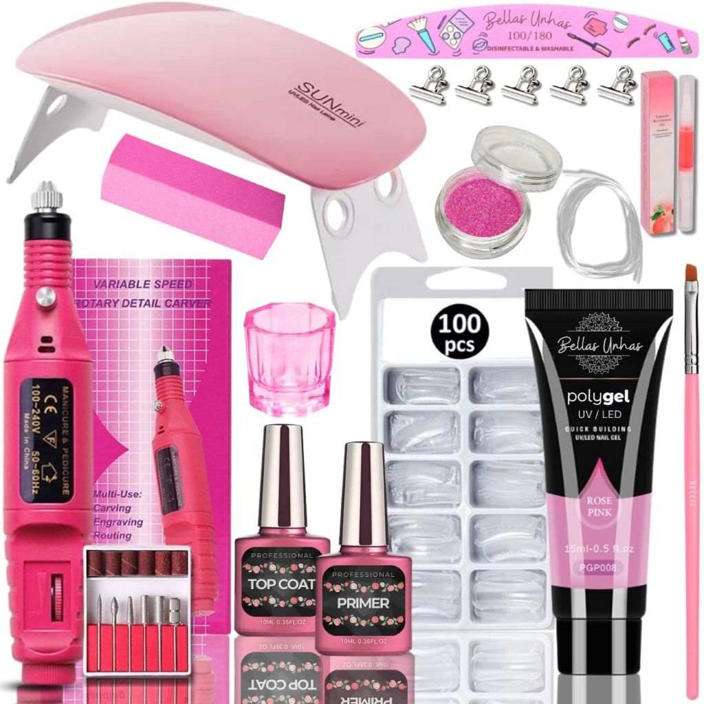Kit Polygel Poligel Alongamento Unhas Completo Profissional Mini Cabine - Envio Imediato