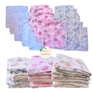 Fralda de Pano Bebe kit com 10 Tecido 100% Algodão 60x60 Paninho Babete Estampada em Oferta na Shopee