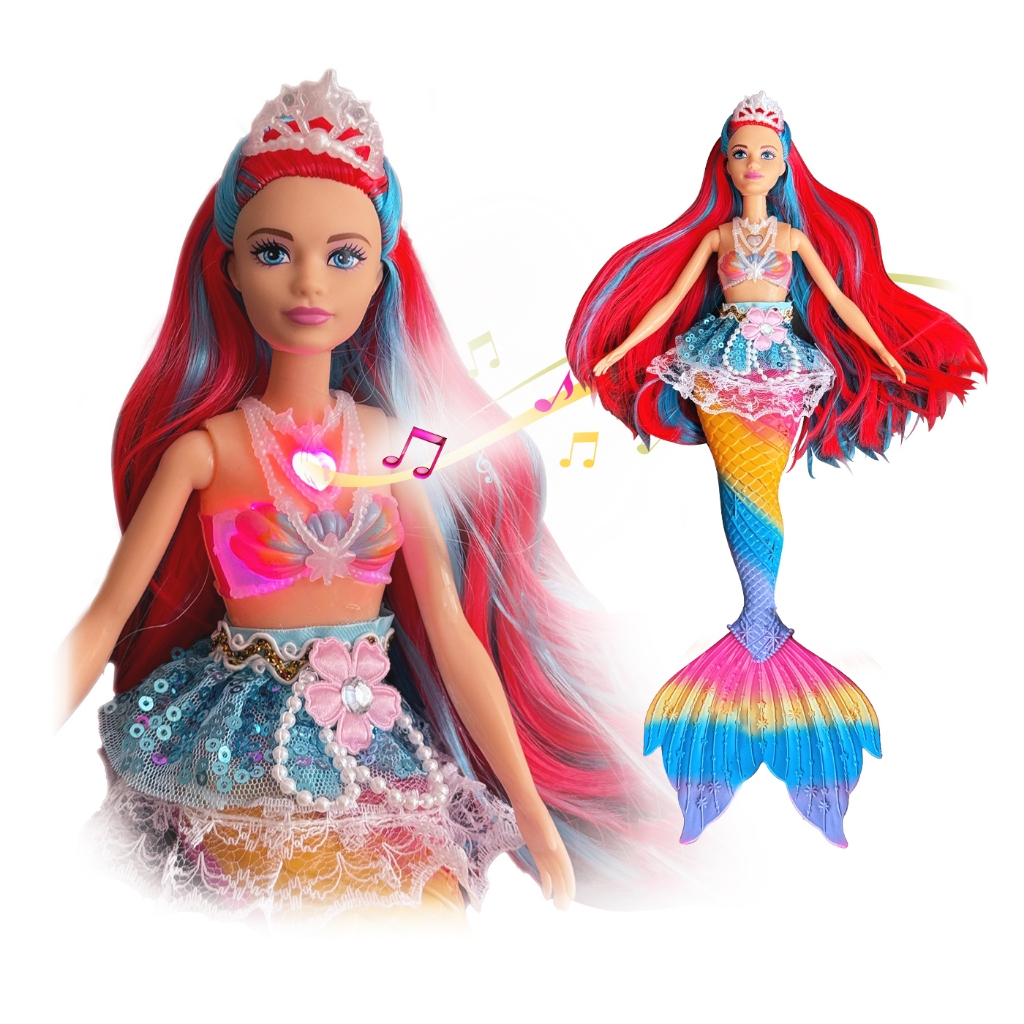 Boneca Sereia Musical Com Luzes Acessórios Colorida em Oferta na Shopee