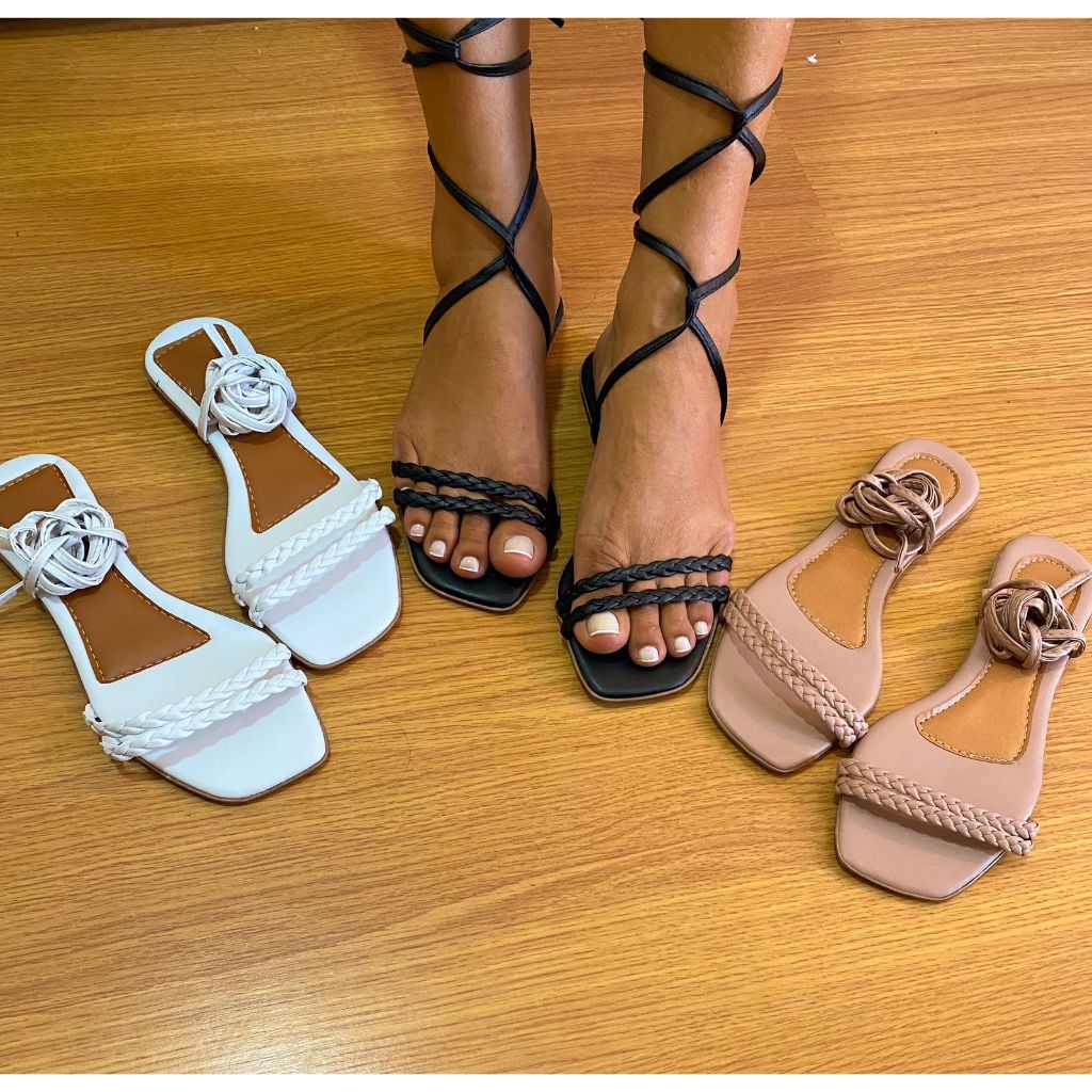 Trançada  Promoção sandália Rasteirinha Trança Feminina Chinelo Sandália Rasteira Confortável rasteirinha