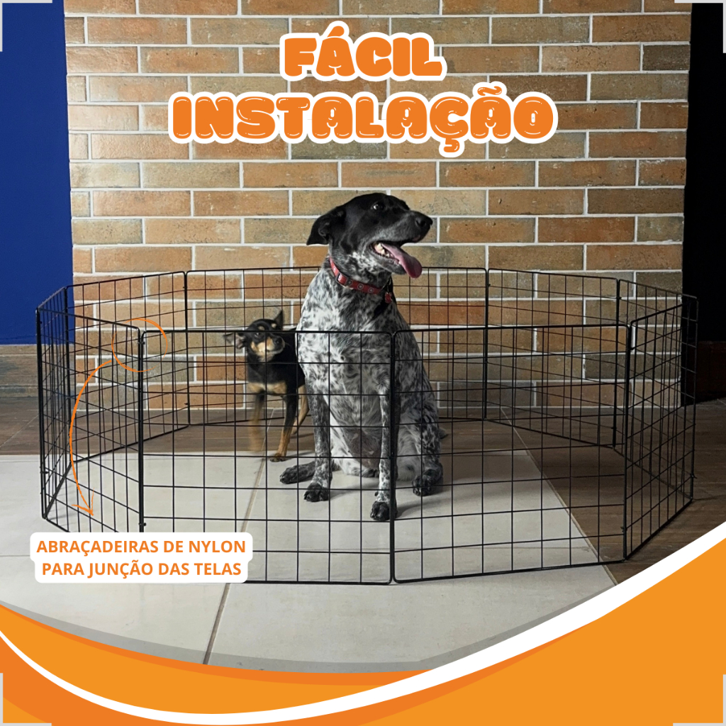 Cercado Pet 40x40 Tela Reforçada Aço Preto Móvel Prático Fácil Montagem Animais Segurança
