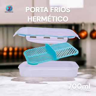 Porta Frios Hermético Organizador de 700ml com 2 Divisórias e Tampa c/ 4 Travas de ALTA VEDAÇÃO em Oferta na Shopee