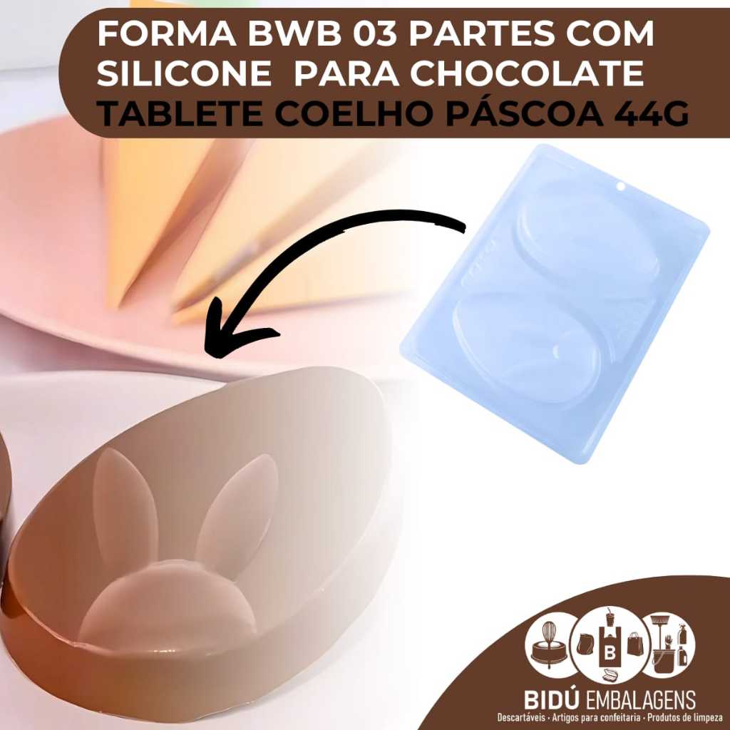 Forma BWB com Silicone (3 partes)  Para Chocolate - 10603 Tablete Coelho Páscoa