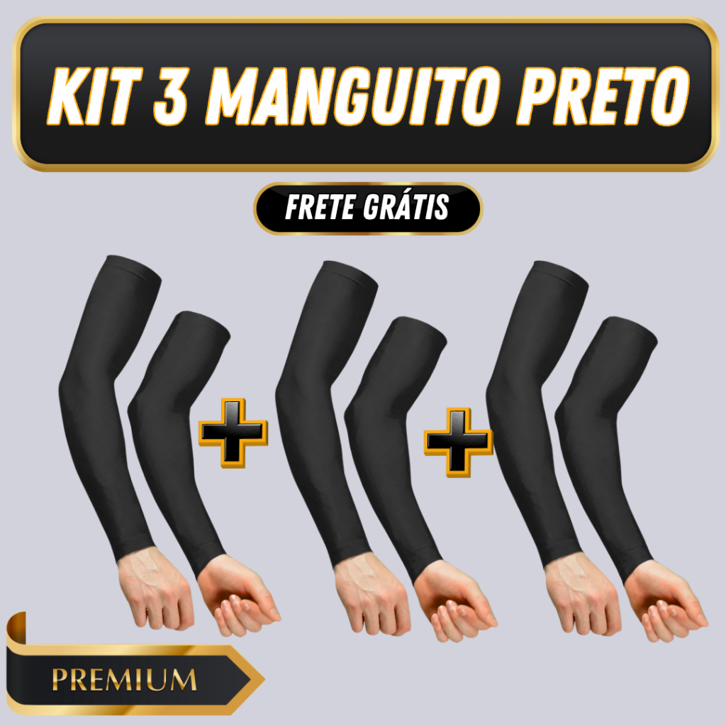 Kit 3 Manguitos Mangote Térmico Proteção Solar UV50+ Segunda Pele Motoqueiro Motoboy Ciclismo Vôlei Esporte Unissex