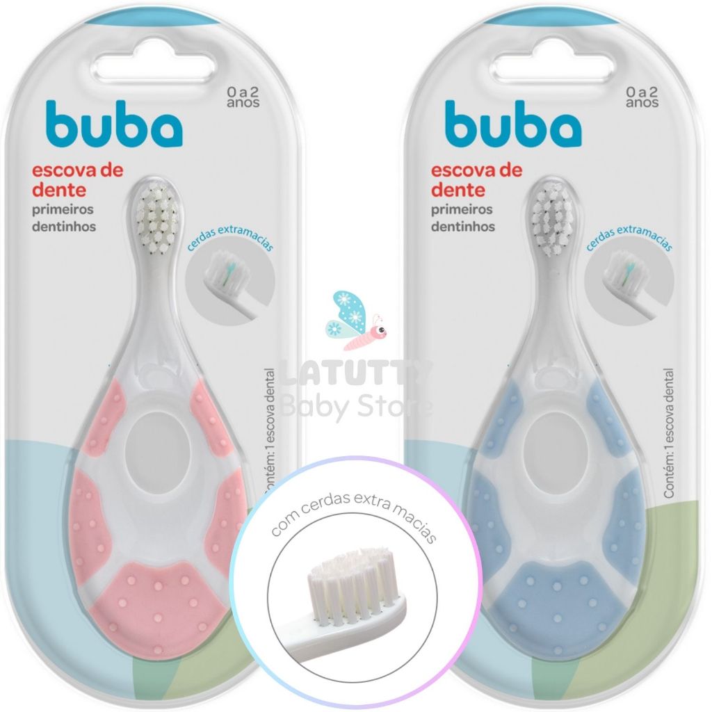 Escova de Dente Buba Higiene Bucal Escovinha Bebê Massageador Gengiva Primeiros Dentinhos ...
