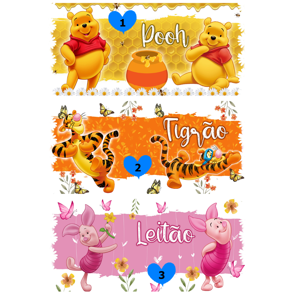 Artes Impressas do Ursinho Pooh | Imagens prontas para estampar suas Canecas | Sublimação | Personalizada
