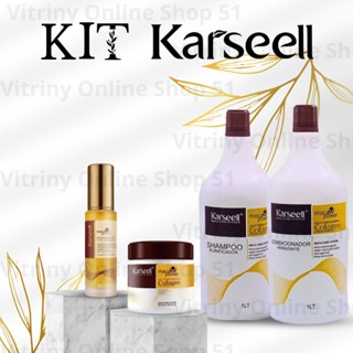 Kit Karseell Colagem Máscara Hidratação Profunda - Shampoo Condicionador e Óleo Kit 4 Unid...