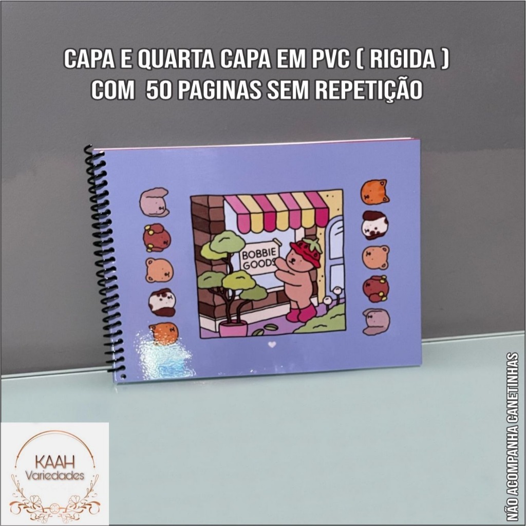 Livro Bobbie Goods Colorir Azul com cartela de adesivo