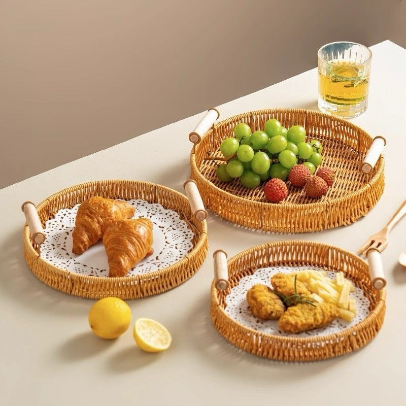 kit 3 Bandeja de Armazenamento Tecida À Mão Com Alça Cesta REDONDA ou QUADRADA