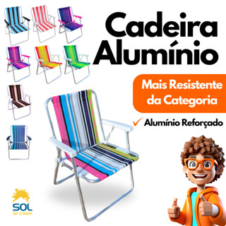 Cadeira de Praia Alumínio Várias Cores Mais Resistente da Categoria Envio Imediáto em Oferta na Shopee