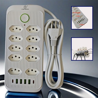Extensão Elétrica Com Cabo 3 Metros 10 Tomadas Régua 4 USB 2 tipo-c em Oferta na Shopee