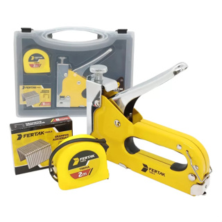 Grampeador Tapaceiro Profissional com Maleta + Trena + Grampos Fertak 4-14mm em Oferta na Shopee