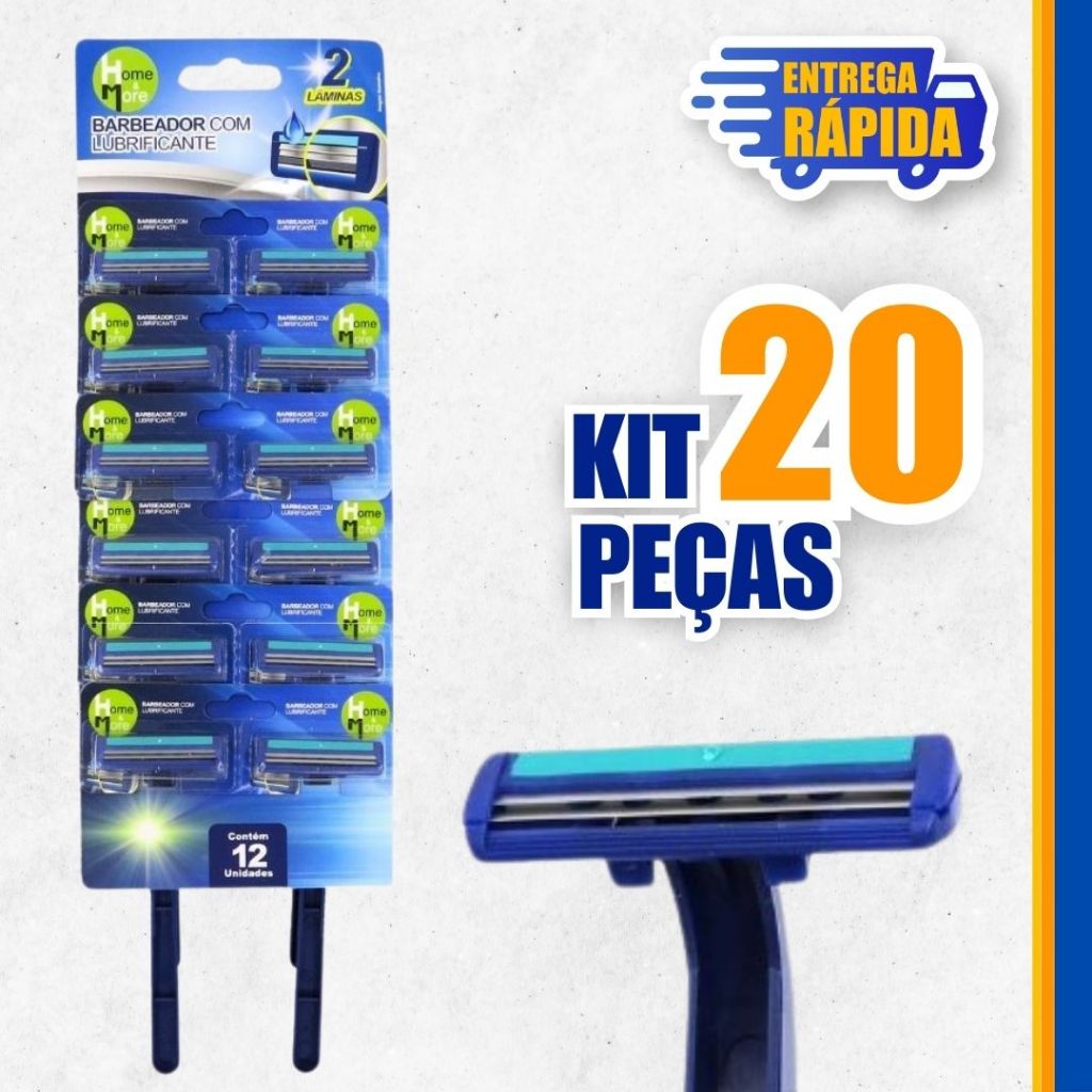 KIT 20 Prestobarbas Aparelhos de Barbear 2 Lâminas Com Fita Lubrificante Barbeado Descartável PROMO