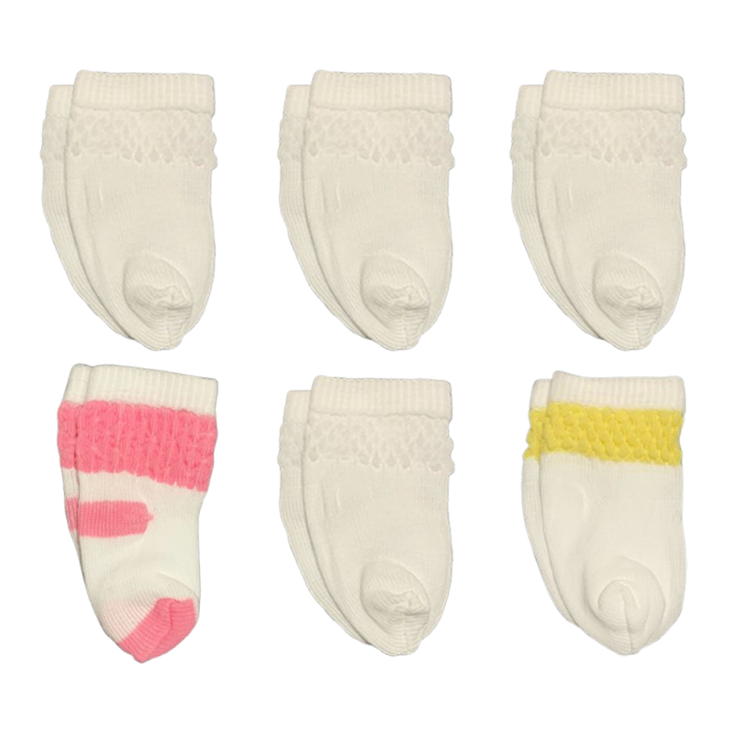 Kit 6 Meias Infantil Para Recém Nascido Seis Pares Saida de Maternidade Bebê RN