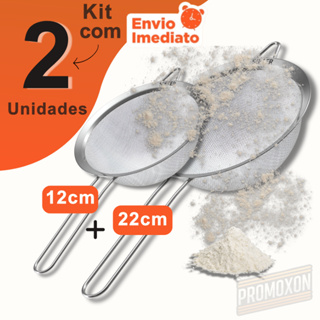 Peneira Aço Inox Alta Qualidade 12cm + 22cm Coador Manual para Confeitaria Cozinha Suco Receitas Bolos Pães em Oferta na Shopee
