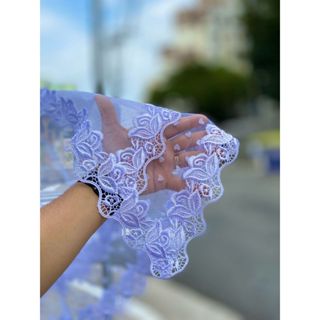 Véu CCB Congregação Algodão e Poá Coração Bico Redondo Flor Flores Floral Renda Guipir Mod-073 em Oferta na Shopee