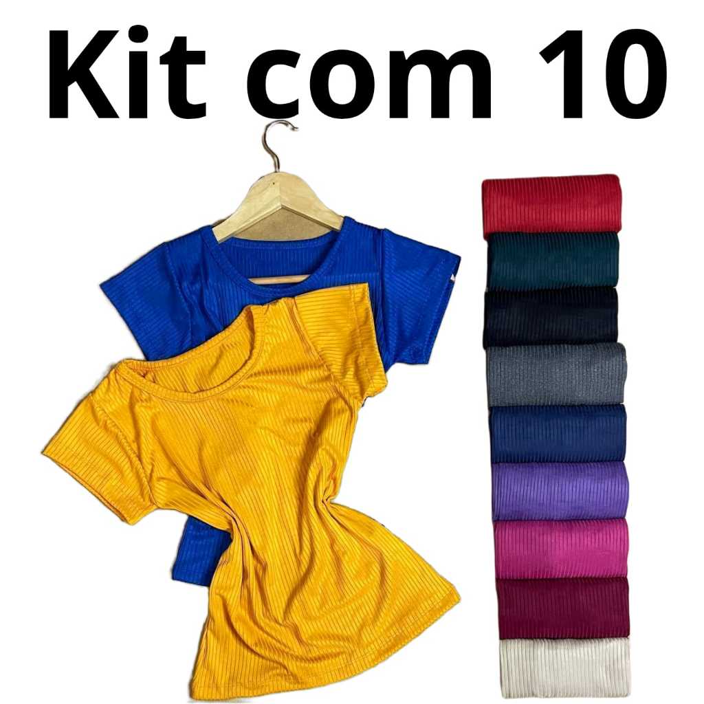 Kit 10 Blusas Femininas T-Shirt em Malha Canelada - Conforto e Estilo para Todas as Ocasiõ...