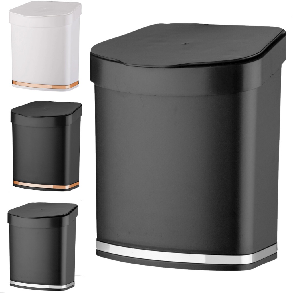 Lixeira Basculante Escritório 2,5 Litros Cozinha Banheiro Lavabo Pia Com Tampa Preto Cromado Future em Oferta na Shopee
