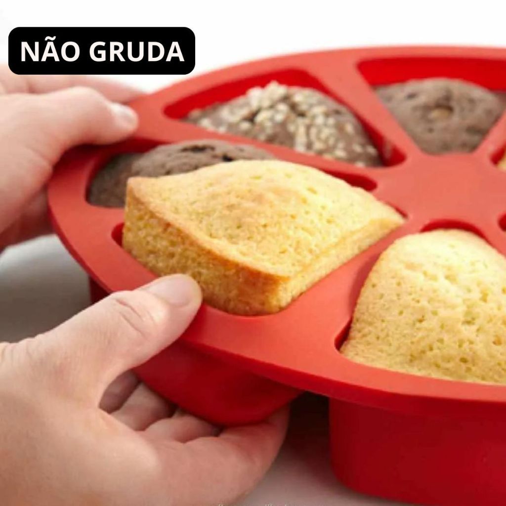 Forma Formas em Silicone Para Bolo ou Tortas Com 8 Espaço em Formato de Fatias - Sortido