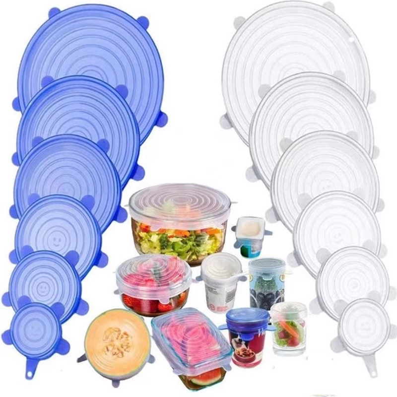Kit 6 Tampas Panela Silicone Universal Reutilizável Elástica Tampas Silicone Cozinha Gelad...