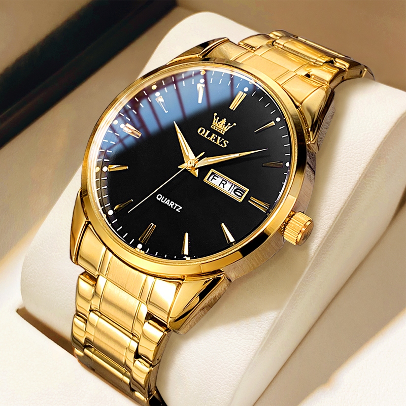 OLEVS relogio masculino dourado a prova d água original luxo Acero inoxidable 6898 em Oferta na Shopee