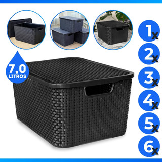 Kit Com 1/2/3/4/5/6 - Cesto Caixa Organizadora Rattan - 7 Litros - MAIS VENDIDO
