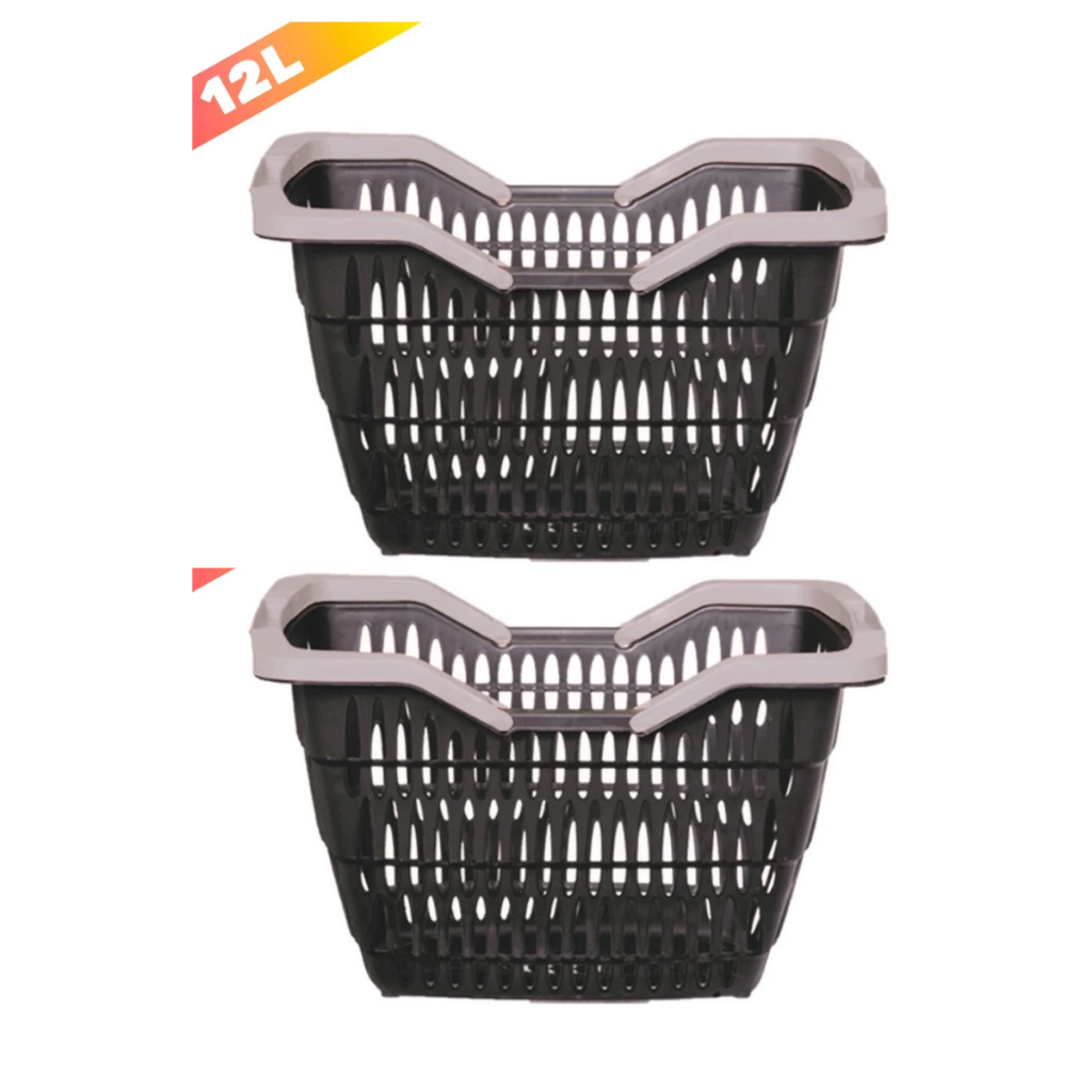 Kit 2 Cestas Plásticas Supermercado 12L Cestinha Compras com Alça - Usual Utilidades