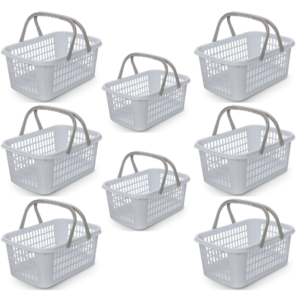 Kit 8 Cestas Plásticas Supermercado 9L Cestinha Compras com Alça - Usual Utilidades em Oferta na Shopee