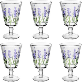 Jogo 6 Taças Cristal Lavanda 240ml Decoradas Lyor Vinho Suco Agua