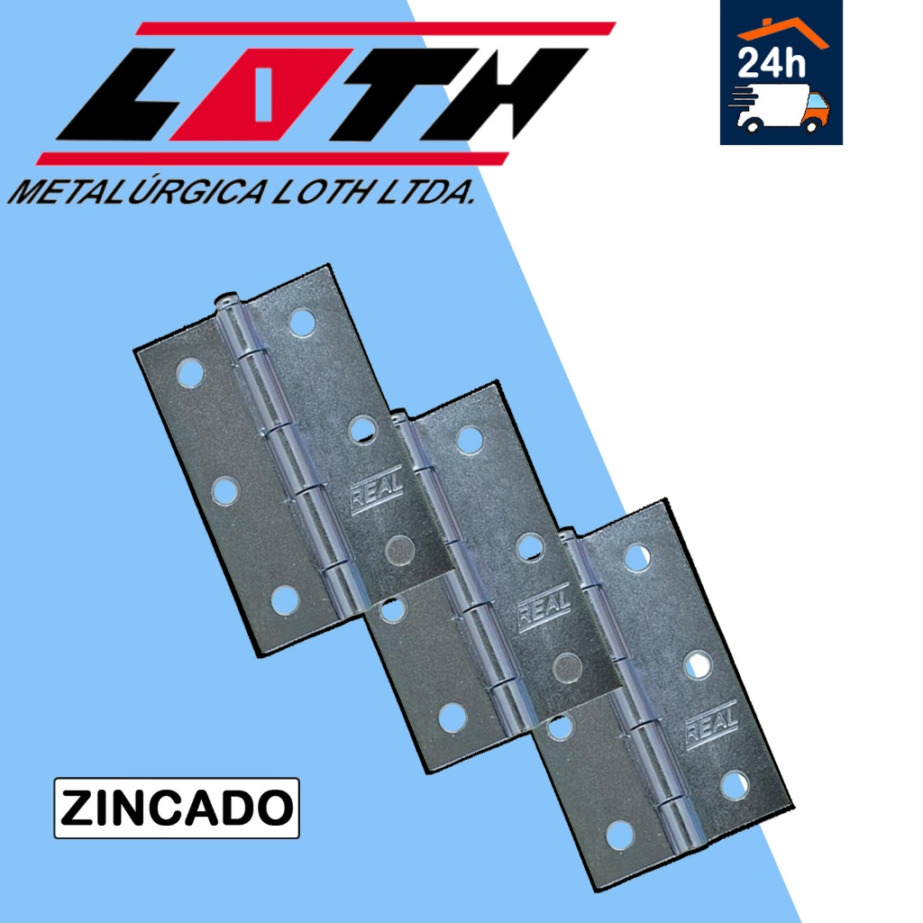 3 Unidades Dobradiças Pino Solto Zincado - Loth em Oferta na Shopee
