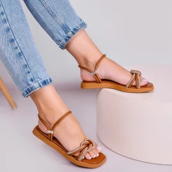 Rasteirinha Papete Feminina com Brilho Nó Estilizado Conforto Elegância Fabrica Miss Moda 006.2