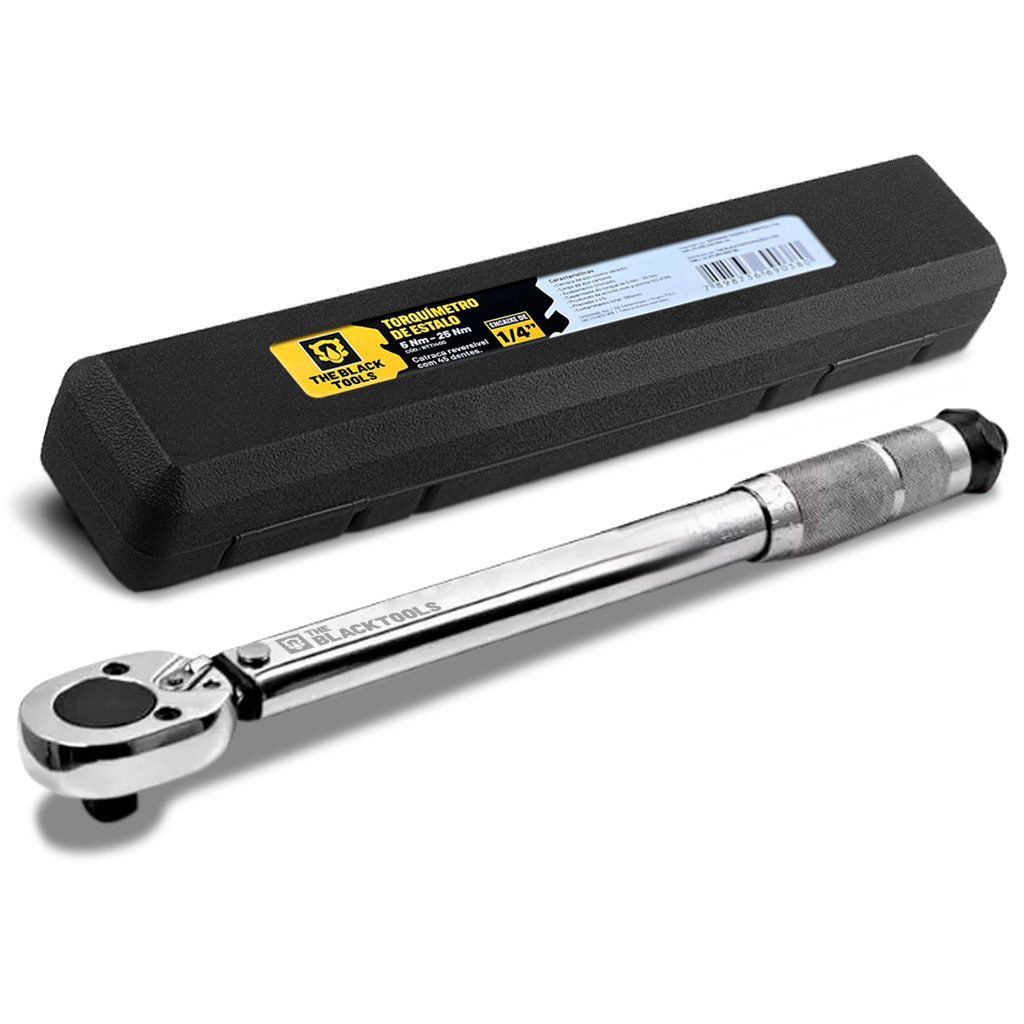 Torquímetro De Estalo Stels Cromado 1/4'' 5-24nm C/ Estojo The Black Tools - Home & Living