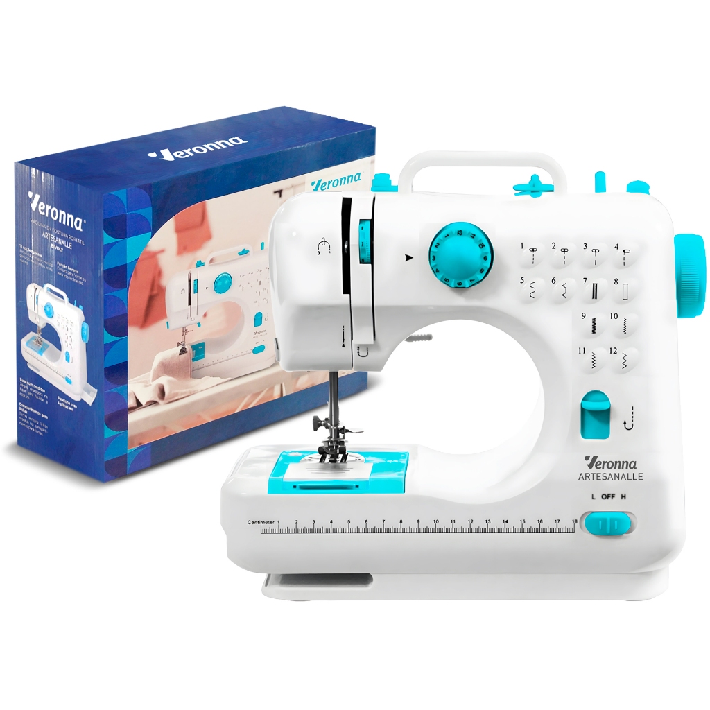 Máquina De Costura Reta Veronna Vmc100 Artesanalle Portátil Branca em Oferta na Shopee