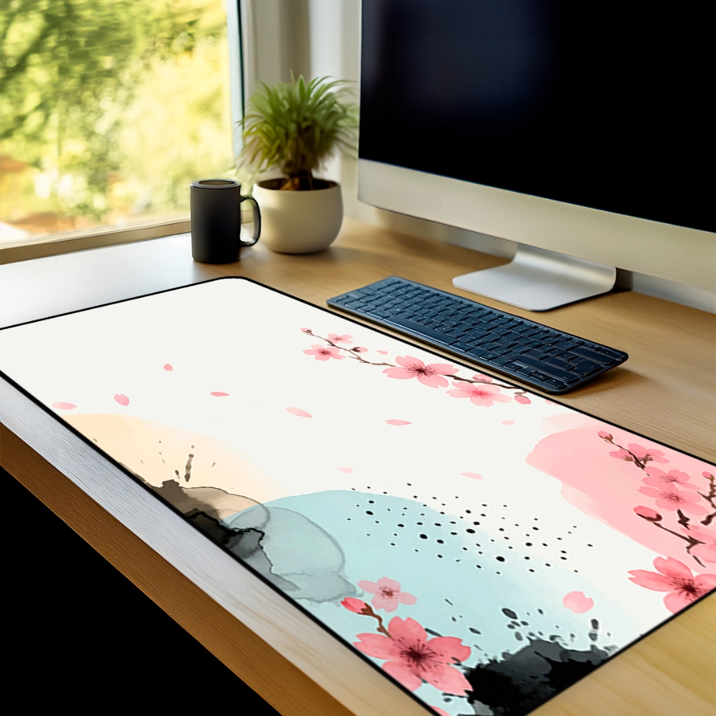 Mouse Pad Gamer Flores Asiaticas Antiderrapante Grande 70x35 80x35 90x40 90x50 cm borda costurada em Oferta na Shopee